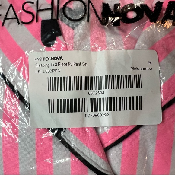 Fashion Nova Pink 3 Piece PJ Pant Set M **NWT** - Picture 3 of 4